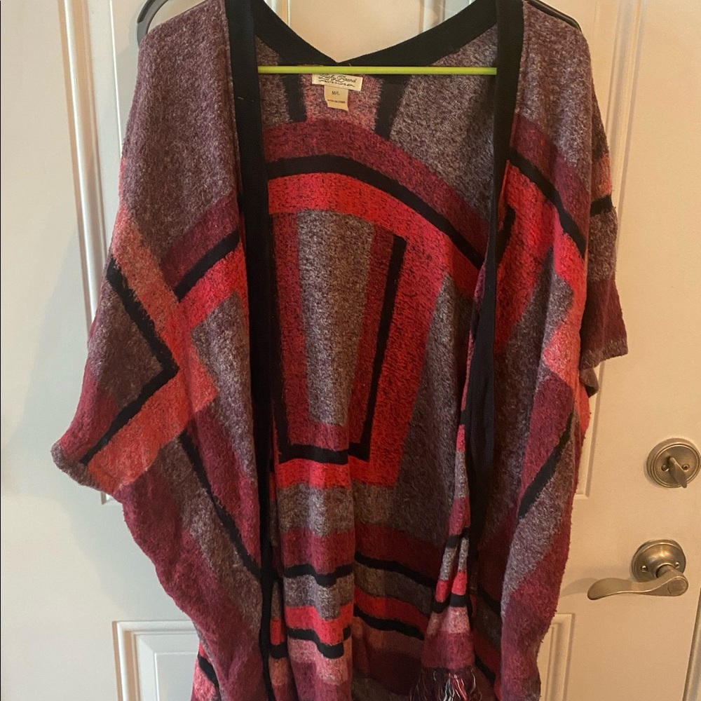 Lucky Brand Southwestern fringe pancho